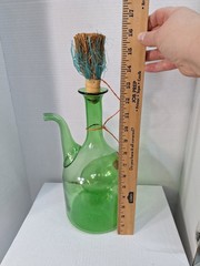 Vtg Old World Italian Wine Cooler Bottle Green Blown Glass MCM