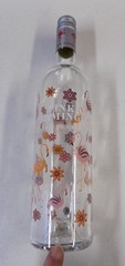 Pink Flamingo Printed Glass Wine Bottle EMPTY