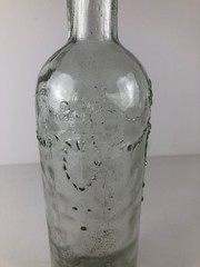 Vintage Pressed Glass Bottle Made in Spain Floral Motif