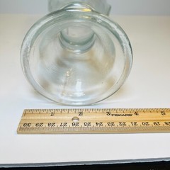 Vtg Wine Clear Glass Carafe Decanter Raised Faux Antique Gold Finish Medall Rare