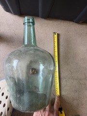 Antique Aqua Glass Demijohn Bottle Large Wine Whiskey Cider Jug 12” Tall