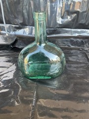 Vintage Green Aqua Demijohn Wine Jug Viresa Glass Decoration MCM boho Oval