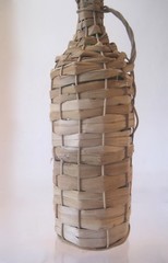 VTG 3 LITER LTR~RETSINA~STRAW WICKER COVERED GREEK WINE BOTTLE GREEN GLASS 1960