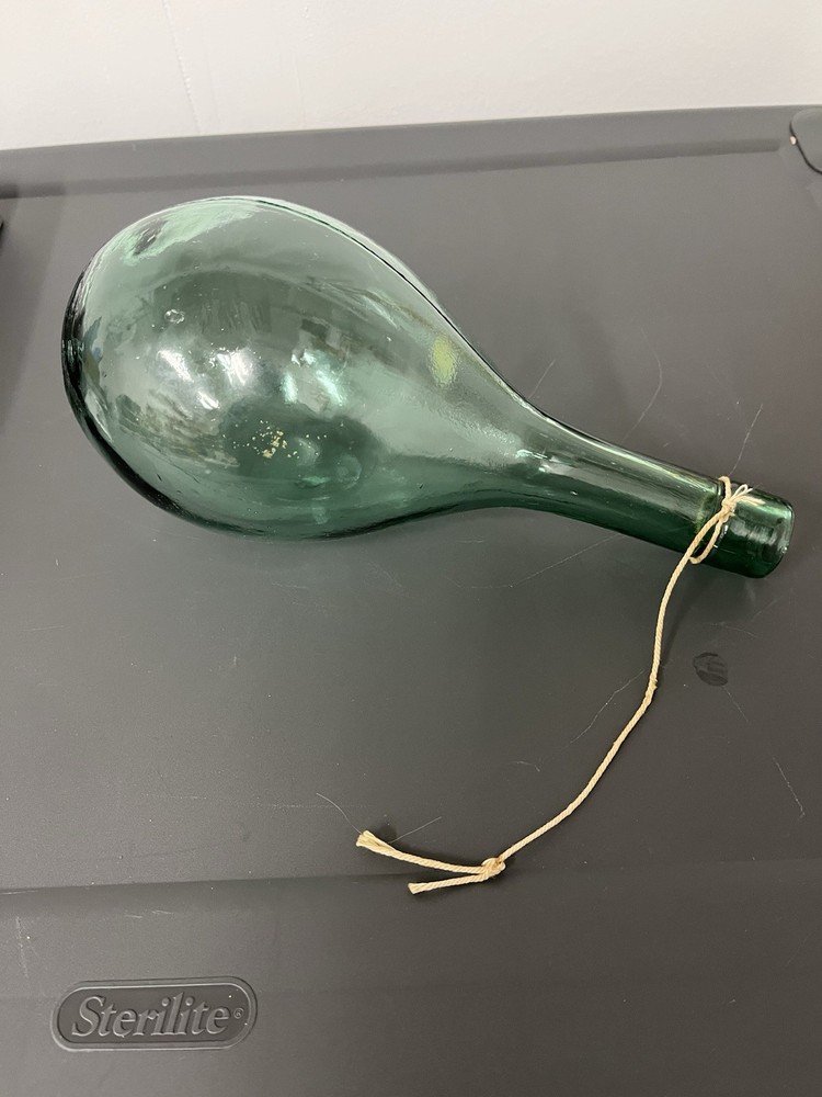 Hand Blown Green Glass Wine Bottle – Torpedo Round Bottom
