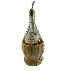 Chianti Empty Glass Wine Bottle Outside Torch 1.5 L Rattan Wrapped Wick Italy