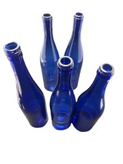 5 Vintage Cobalt Blue Wine Bottles 3 Trademark On Bottom
