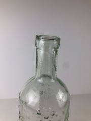 Vintage Pressed Glass Bottle Made in Spain Floral Motif