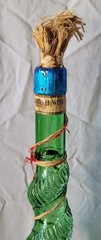 Vintage 35&Prime; Italian Chianti Twisted Embossed Green Glass Wine Bottle Decanter