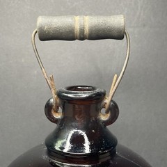 Antique 1930s Brown Glass Wine Jug Jar 1 gal One Gallon With Carrying Handle