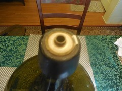 Vintage 21&Prime; Hand Blown Wine Bottle DemiJohn Antique Green Glass Rare