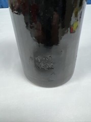 Vintage Beameister Roselbluemchen Black Stoneware Wine Bottle Empty Germany 1966