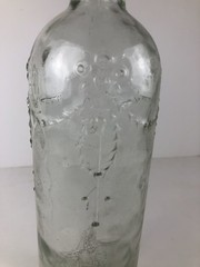 Vintage Pressed Glass Bottle Made in Spain Floral Motif