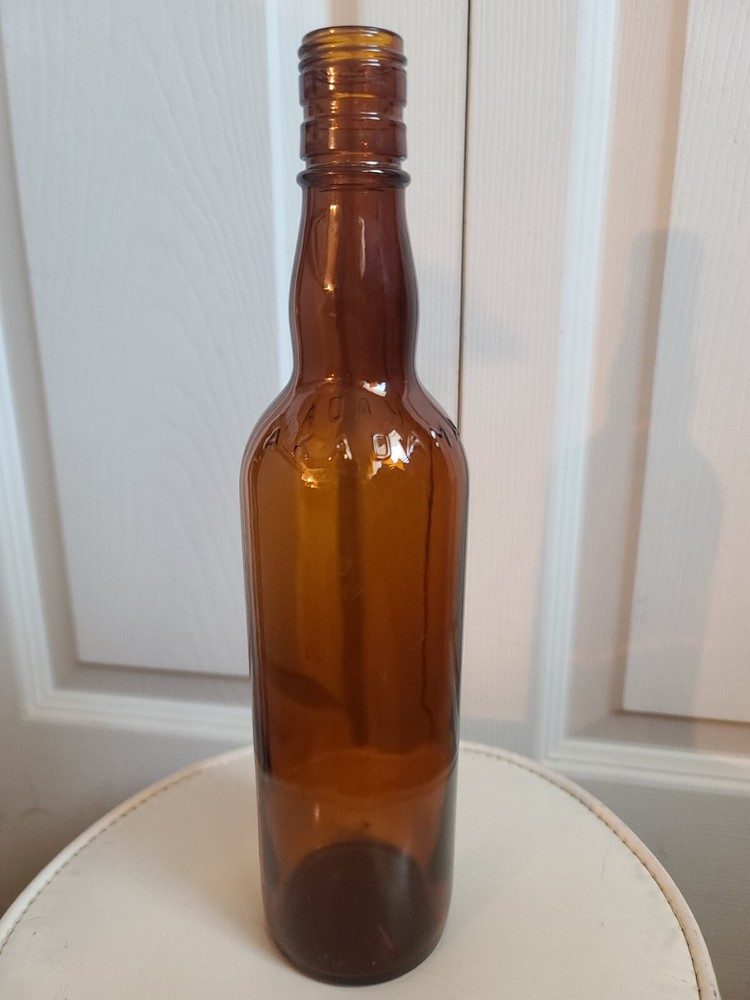 Vintage Empty Akadama Wine Brown Glass Bottle by Suntory LTD Japan 11.5&Prime;