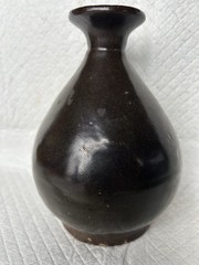 Vintage Brown Salt Glazed Stoneware Pear Shaped Wine Vessel/Vase Dug in Hawaii