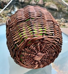 Vintage Emerald Green Glass Demijohn Wine Bottle in Wicker Basket Glass Carboy