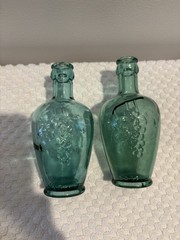 Vtg Cantine Vaselli Orvieto Clear Blue Green Wine Bottle 6&Prime; tall Orvieto