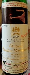 Vintage Wine Bottle Empty Chateau Mouton Rothschild 1990 Francis Bacon Art Rare