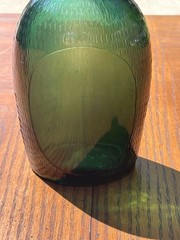 Vintage JM da Fonseca Portugal Textured Green Glass Bottle Fish Scale Pattern