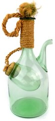 Vintage Wine Decanter with Ice Chamber Green Hand Blown Glass Straw Corks