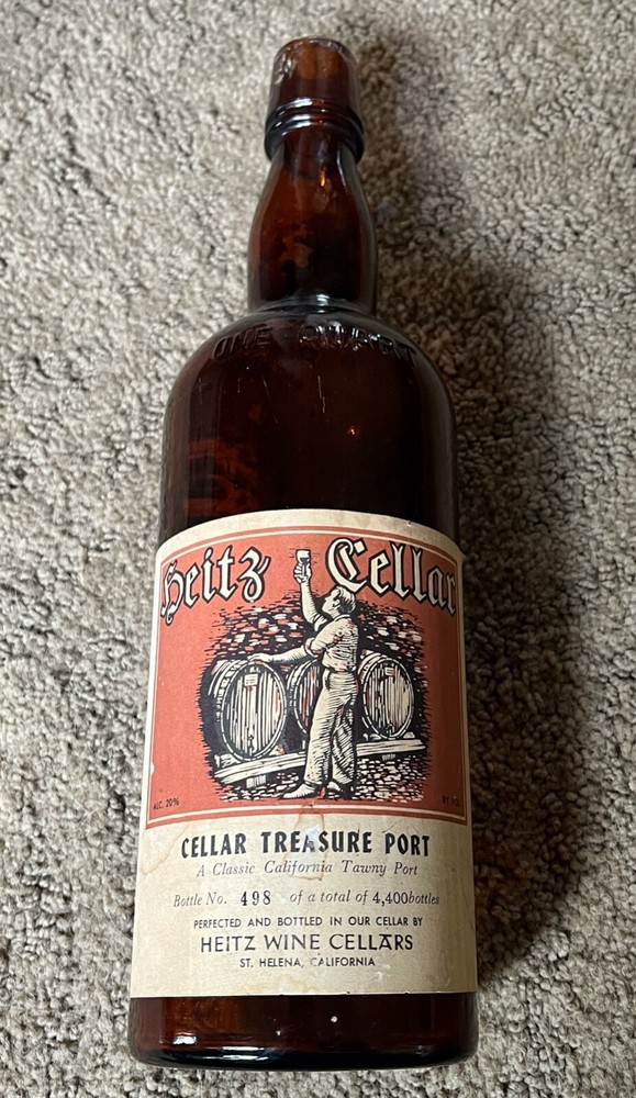 RARE VINTAGE HEITZ CELLARS ST. HELENA, CA CELLAR TREASURE PORT EMPTY WINE BOTTLE