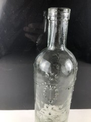 Vintage Pressed Glass Bottle Made in Spain Floral Motif
