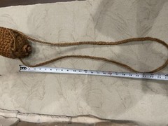 VINTAGE WRAPPED EMPTY WINE amber GLASS BOTTLE String cork