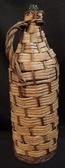 Antique Aqua Green Rattan Wrapped Glass Demijohn Bottle 16&Prime; Jug Wicker Woven A+!