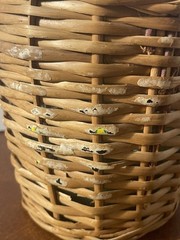 Vintage V. Levante Spanish wicker covered green glass demijohn bottle See Pics