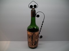Wine Bottle Decanter Paris France Eiffel Tower Empty Bar Deco Copper