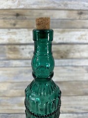 VTG Teal Blue 13&Prime; Decorative Empty Bottle Wine/Oil/Syrup Swanky Barn Flower