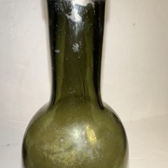 Antique Hand Blown Thick Green Deep Punt Base Wine Glass Bottle 12”