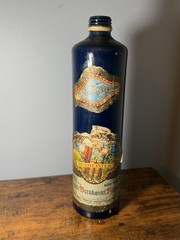 Vintage Beameister Empty Stoneware German Riesling Wine Bottle 11&Prime; Tall Blue
