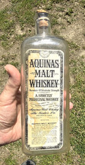 XXX RARE ANTIQUE AQUINAS MALT WHISKEY PAPER LABEL LABEL EMPTY BOTTLE !