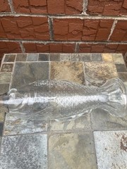 Vintage Fish Shaped Glass Decanter Italian Wine Bottle With Cork . Never USED