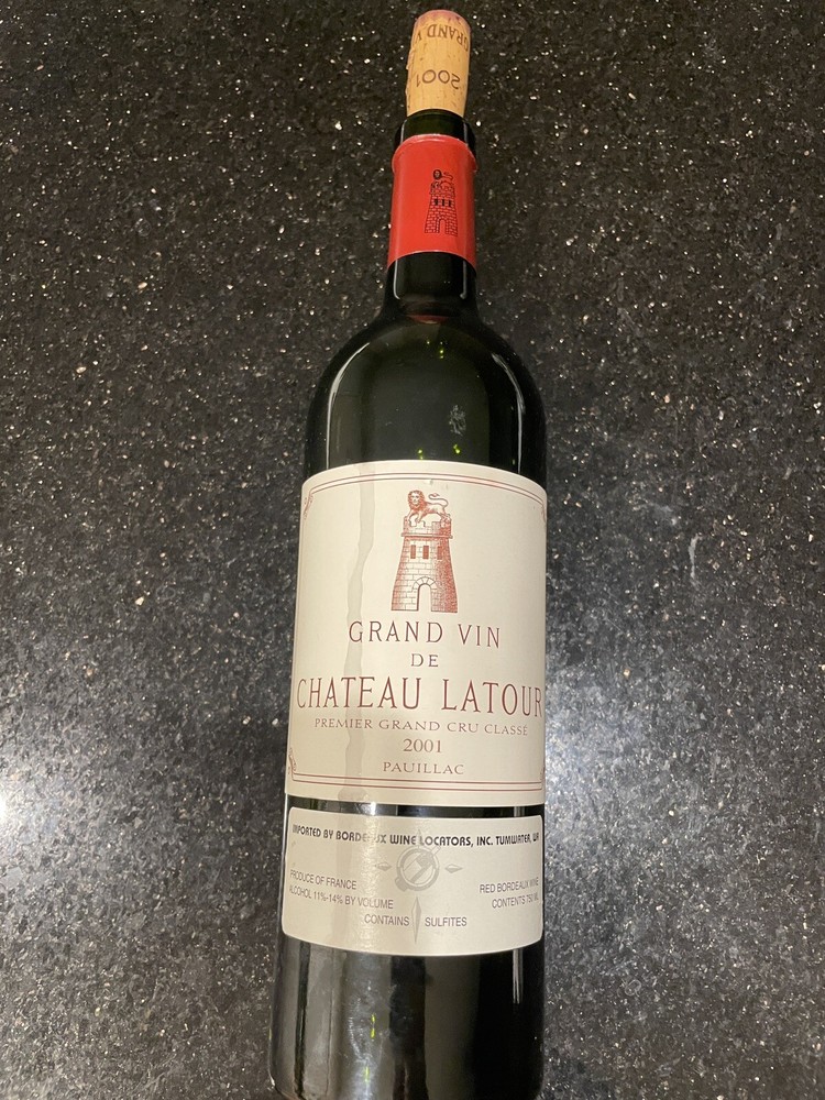 2001 Grand Vin de Chateau Latour Empty Wine Bottle with Cork