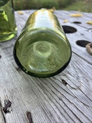 Vintage Olive Green Wine Bottle Pair