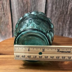 Clear Blue Green Grape Vineyard Design Wine Bottle 9” tall Rare Vintage