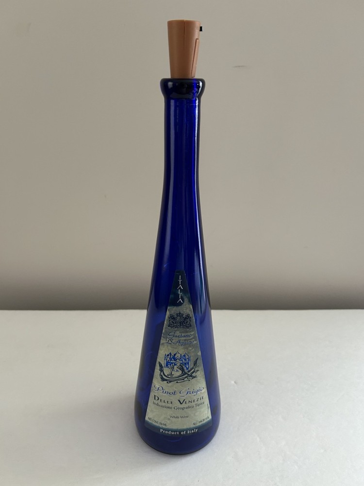 Rare Cobalt Blue Gaetano D&rsquo; Aguino Wine Bottle With Fairy Lights Cork