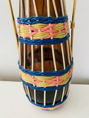 MCM Viresa Plastic Scoubidou Woven Wicker Demijohn Wine Bottle with Handle