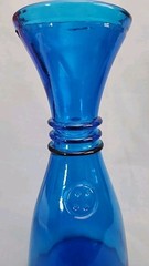 Vintage Cobalt Blue Glass Decanter Wine Bottle Vase Carafe 10.5&Prime; T Made in Italy