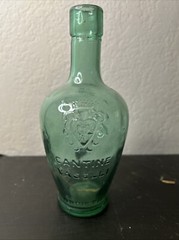 Cantine Vaselli Orvieto Translucent Blue Green Small Wine Bottle Pressed Glass