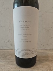 Adversity 2019 . Caberbet Sauvignon. Empty bottle with cork. Napa Valley.