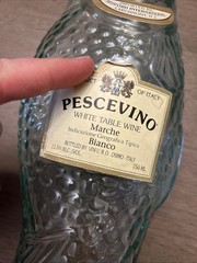 VINTAGE 13”FISH Sculptured Shaped Light Green Glass Wine Bottle Empty Pescevino