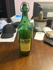 SEGESTA WINE BOTTLE Large 2 quart Antique Emerald Green Glass 15&Prime; High Porcelain