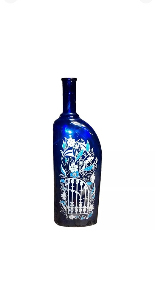 Vintage 2001 Ungsteiner Kobnert Germany Cobalt Blue Painted Wine Bottle 750 ml