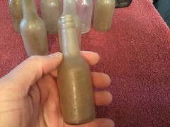 Old Brown 1/2 Pint Bottle and 7 Miniture Bottles