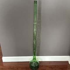 Vintage 44&Prime; Tall MCM Italy Green Glass Chianti Wine Bottle Decanter