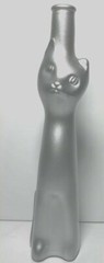 EMPTY Riesling Happy Cat Silver Collectible Glass Wine Bottle VASE CANDLE HOLDER