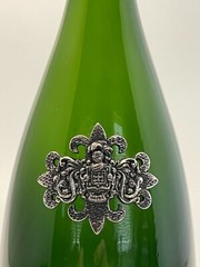 Vintage Segura Viudas Empty Green Empty Wine Bottle Pewter Vines Grapes & Base.