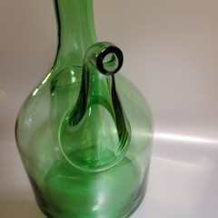 Vintage Italian Blown Green Glass Demijohn Wine DECANTER Ice Jug Chamber